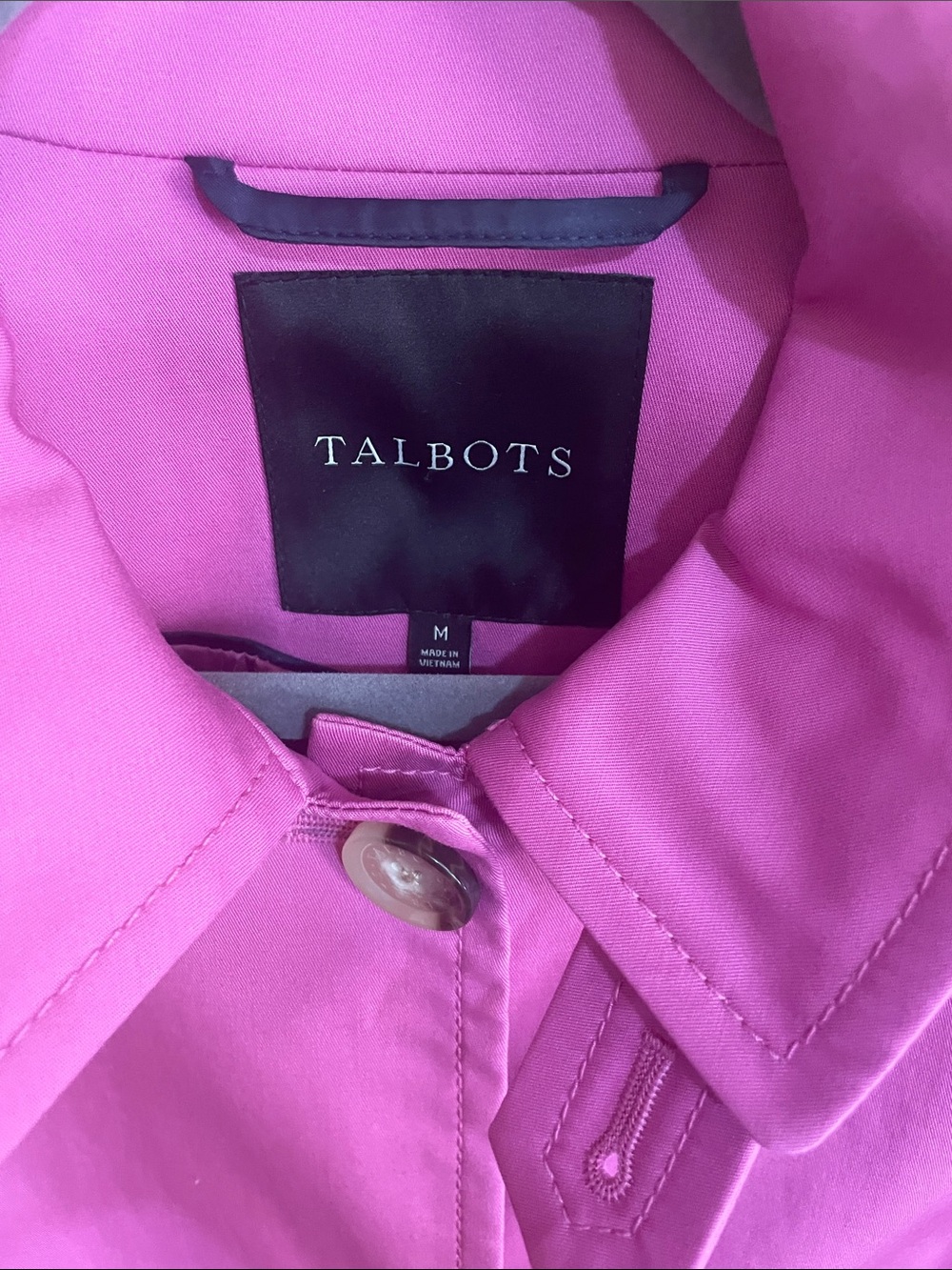 Talbots Vibrant Pink Button-Front Trench Coat - Picture 2 of 7